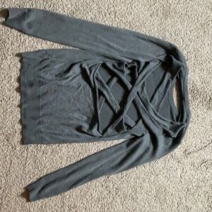 Elegant Gray Knit Top with Cross Detail